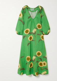 BERNADETTE Georgette Floral-print Linen Maxi Dress