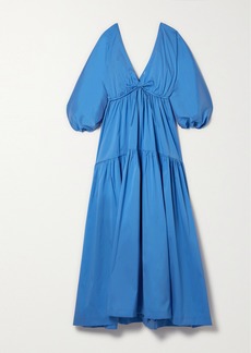 BERNADETTE Marlow Bow-detailed Tiered Taffeta Gown