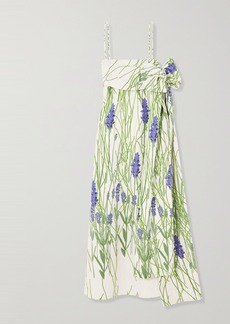 BERNADETTE Martin Bow-detailed Floral-print Taffeta Gown
