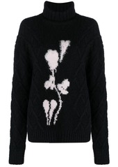 BERNADETTE Olympia floral-intarsia cable-knit jumper