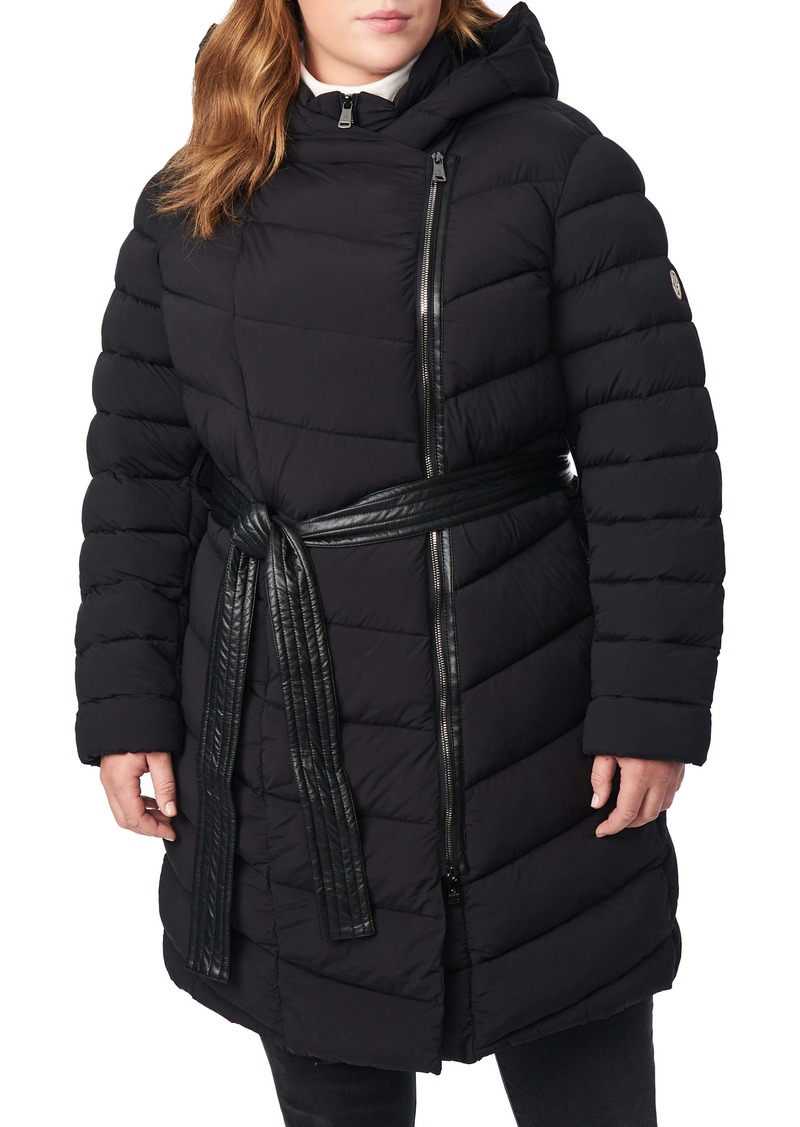 water resistant asymmetrical zip belted puffer coat bernardo