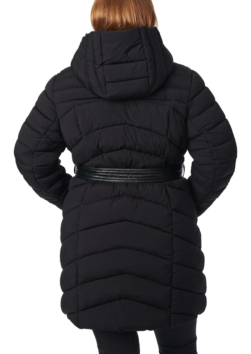 water resistant asymmetrical zip belted puffer coat bernardo