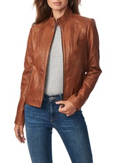 Bernardo Chevron Sleeve Sheepskin Leather Moto Jacket