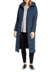 Bernardo Quilted Long Coat with EcoPlume Fill in Deep Water at Nordstrom