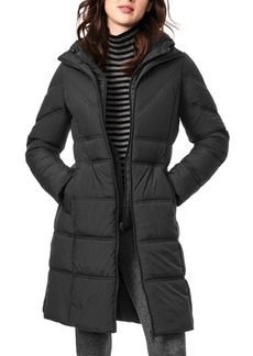 Bernardo Walker Double Stitch Recycled Polyester Puffer Coat with Removable Bib