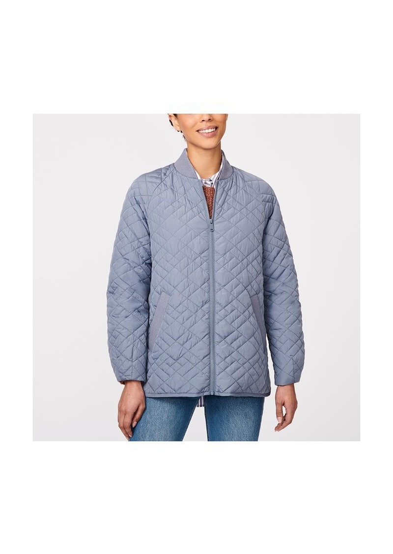 Bernardo Women's Geometric Quilt Liner Weight Jacket - Stone blue