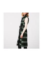 Bernardo Women's Long Plaid Wool Vest - Green plaid