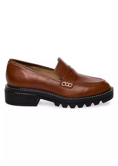 Bernardo Chandler Leather Lug-Sole Loafers