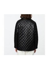 Bernardo Faux Leather Quilted Shirt Jacket - Black