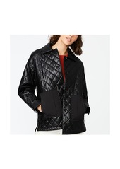 Bernardo Faux Leather Quilted Shirt Jacket - Black