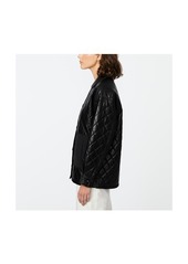 Bernardo Faux Leather Quilted Shirt Jacket - Black