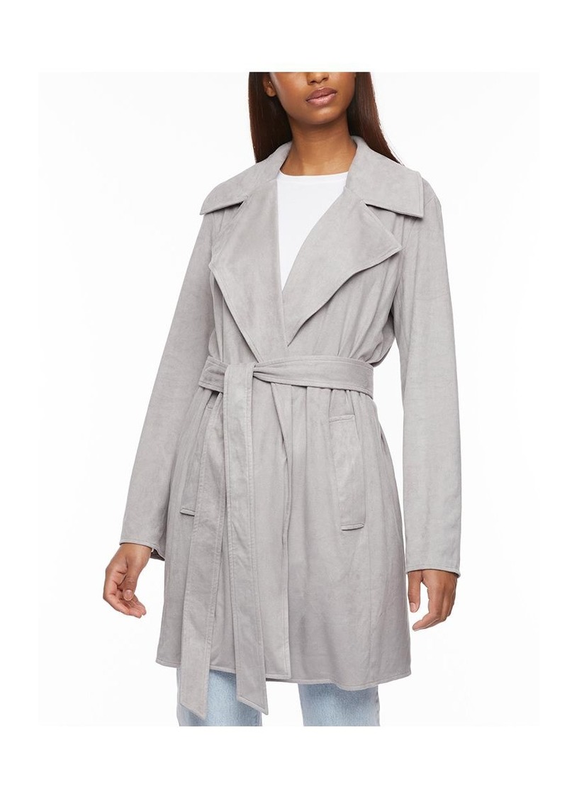 Bernardo Faux Suede Trench Coat - Titanium