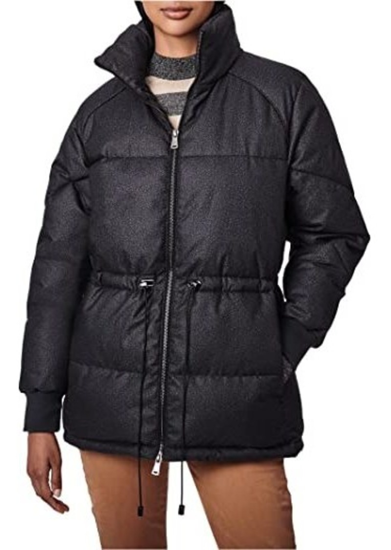 Bernardo Herringbone Heavy Puffer Jacket with Cinched Waist