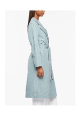 Bernardo Hounds tooth Rain Trench Coat - Teal houndstooth