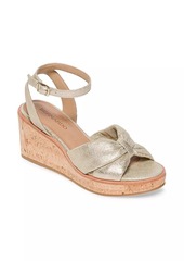 Bernardo Kearny Metallic Leather Wedge Sandals