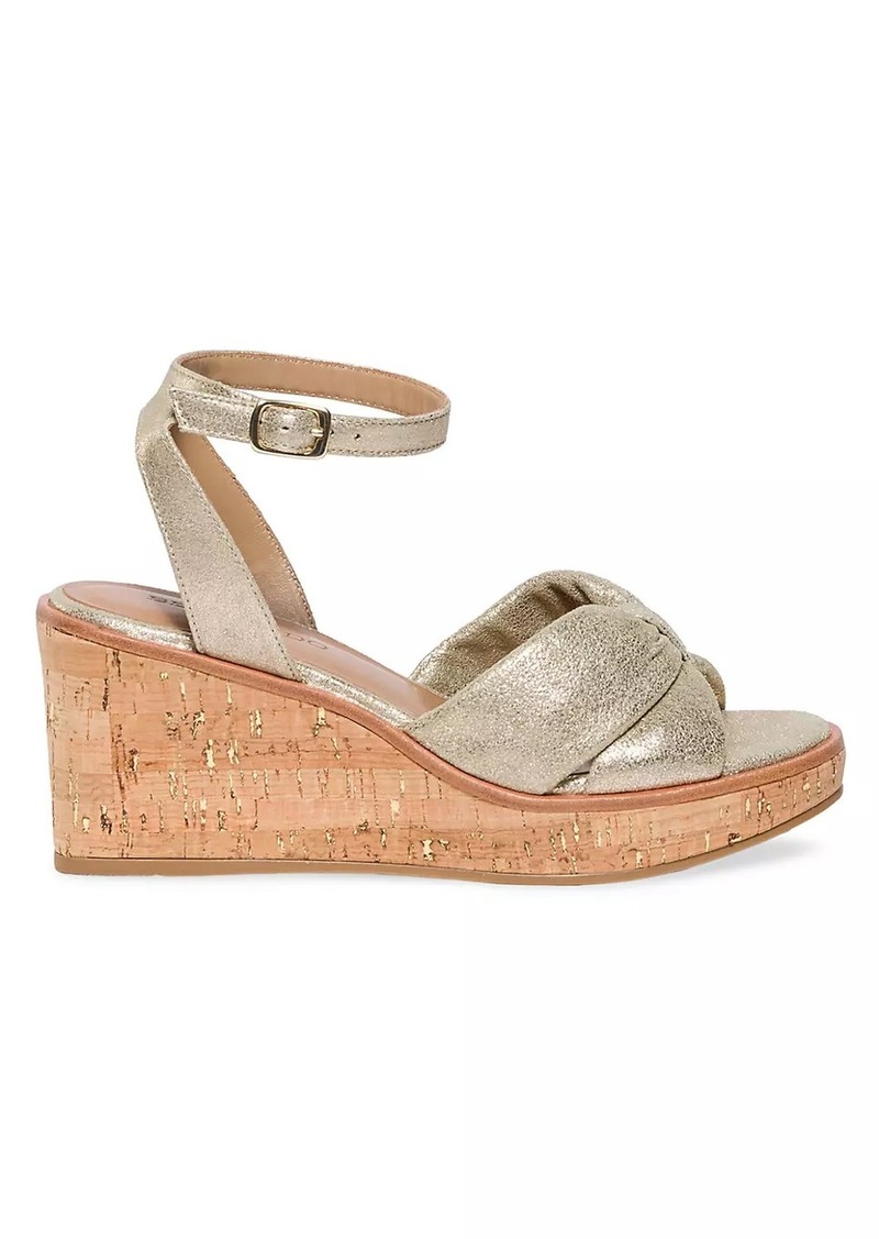 Bernardo Kearny Metallic Leather Wedge Sandals