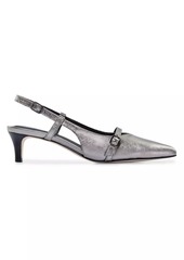 Bernardo Marietta Metallic Leather Kitten Heel Pumps