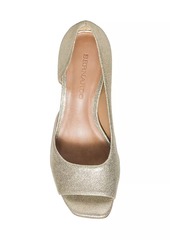 Bernardo Nieve Metallic Suede Peep Toe Pumps