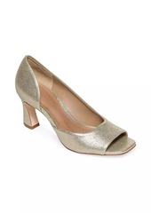 Bernardo Nieve Metallic Suede Peep Toe Pumps