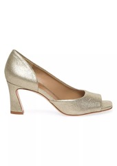 Bernardo Nieve Metallic Suede Peep Toe Pumps