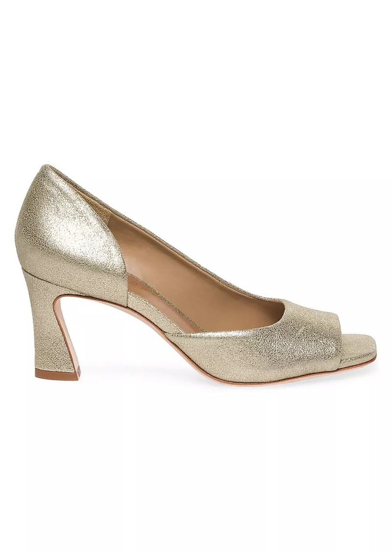 Bernardo Nieve Metallic Suede Peep Toe Pumps