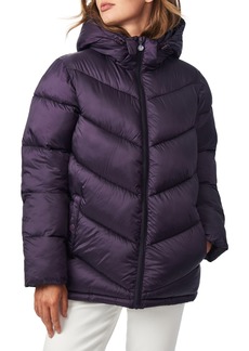 Bernardo Chevron Quilted Water Resistant Puffer Coat in Black Currant at Nordstrom