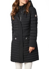 Bernardo Recycled Micro Touch Water Resistant Packable Hooded Jacket in Black at Nordstrom