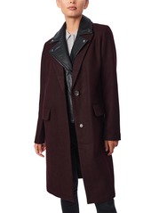Women's Bernardo Wool Blend Coat With Removable Faux Leather Moto Insert