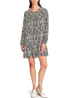 Betsey Johnson Abstract Zebra Printed Rayon Challis Flounce Hem Dress