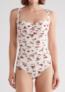 Betsey Johnson Bandeau One-Piece Swimsuit in Barely There Rose at Nordstrom Rack