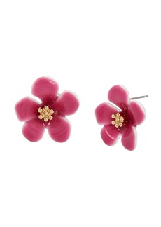Betsey Johnson Enamel Tropical Flower Stud Earrings - Fuchsia