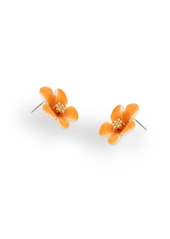 Betsey Johnson Enamel Tropical Flower Stud Earrings - Orange