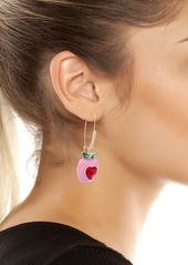 Betsey Johnson Faux Stone Apple Dangle Earrings - Pink