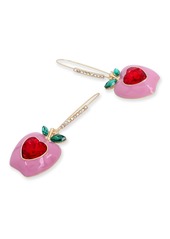 Betsey Johnson Faux Stone Apple Dangle Earrings - Pink