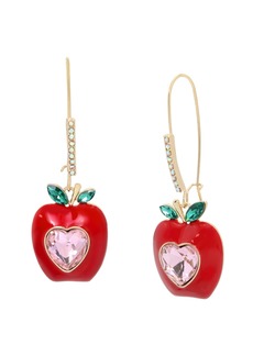 Betsey Johnson Faux Stone Apple Dangle Earrings - Red