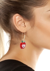 Betsey Johnson Faux Stone Apple Dangle Earrings - Red