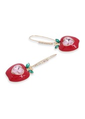 Betsey Johnson Faux Stone Apple Dangle Earrings - Red