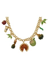 Betsey Johnson Faux Stone Autumn Charm Bib Necklace - Multi/Gold