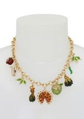 Betsey Johnson Faux Stone Autumn Charm Bib Necklace - Multi/Gold