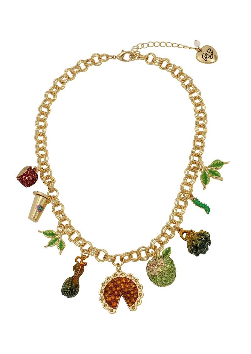 Betsey Johnson Faux Stone Autumn Charm Bib Necklace - Multi/Gold