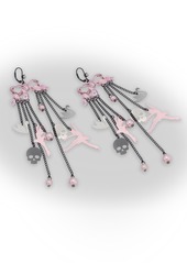 Betsey Johnson Faux Stone Bow Ballerina Chandelier Earrings - Pink/Hematite