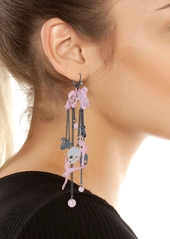 Betsey Johnson Faux Stone Bow Ballerina Chandelier Earrings - Pink/Hematite