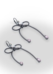 Betsey Johnson Faux Stone Bow Drop Earrings - Pink/Hematite