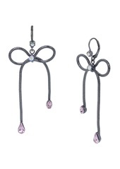 Betsey Johnson Faux Stone Bow Drop Earrings - Pink/Hematite