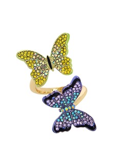 Betsey Johnson Faux Stone Butterfly Bypass Cocktail Ring - Multi, Gold