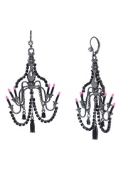 Betsey Johnson Faux Stone Chandelier Drop Earrings - Pink/Hematite