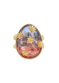 Betsey Johnson Faux Stone Egg Cocktail Ring - Multi, Gold