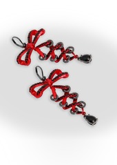 Betsey Johnson Faux Stone Fancy Bow Corset Chandelier Earrings - Red/Hematite