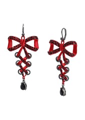 Betsey Johnson Faux Stone Fancy Bow Corset Chandelier Earrings - Red/Hematite