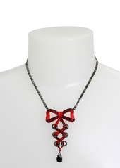 Betsey Johnson Faux Stone Fancy Bow Corset Pendant Necklace - Red/Hematite